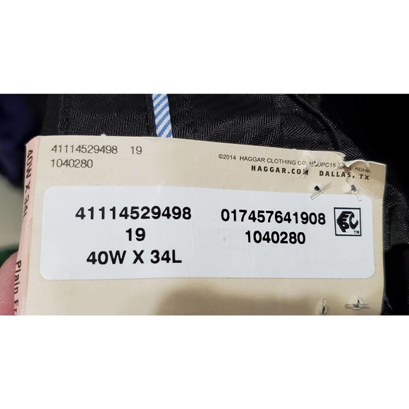 NWT Haggar Classic Fit Plain Flat Front Men's Pant - Black 40W x 34L - Picture 9 of 10